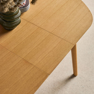 Table à manger ovale extensible bois d'hévéa et placage chêne naturel 4-6 places - 110 / 140 x 100 x 75 cm - Lisa