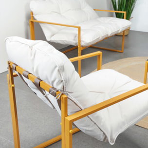 Salon de jardin 6 places contemporain marron et coussins beiges LANA