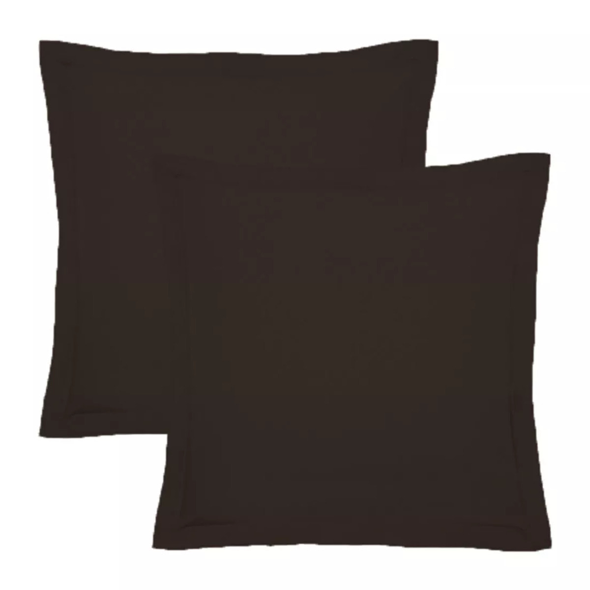 Lot de 2 taies percale de coton uni chocolat Giulia chocolat
