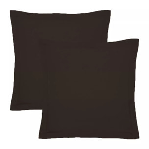 Lot de 2 taies percale de coton uni chocolat Giulia chocolat