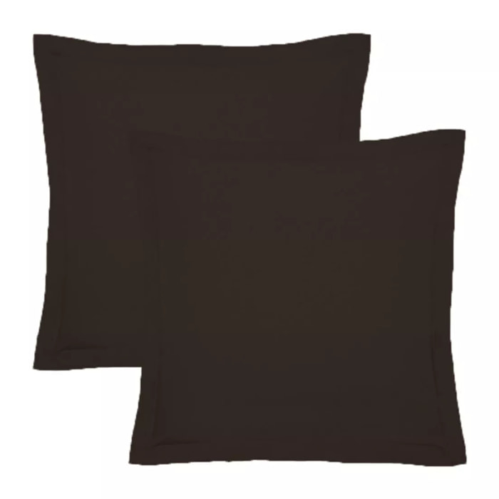 Lot de 2 taies percale de coton uni chocolat Giulia chocolat