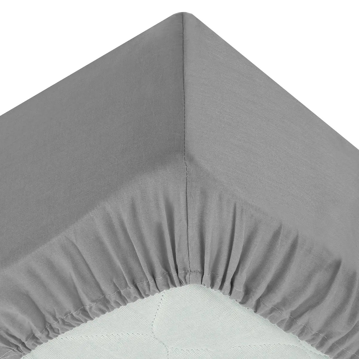 Drap-housse - percale - gris - 140x190 cm