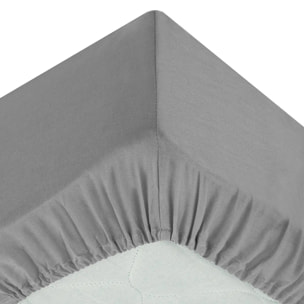 Drap-housse - percale - gris - 140x190 cm