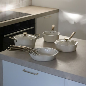 Poêle en aluminium recyclé beige 28cm en forme de fleur DAHLIA