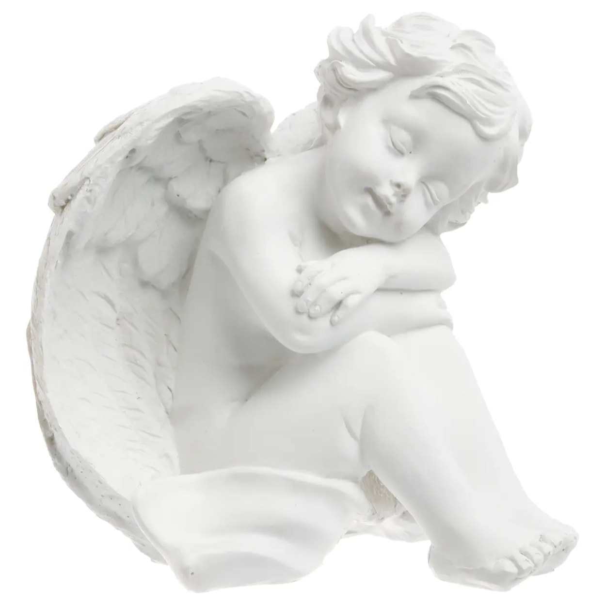 Ange assis H.15,5cm résine