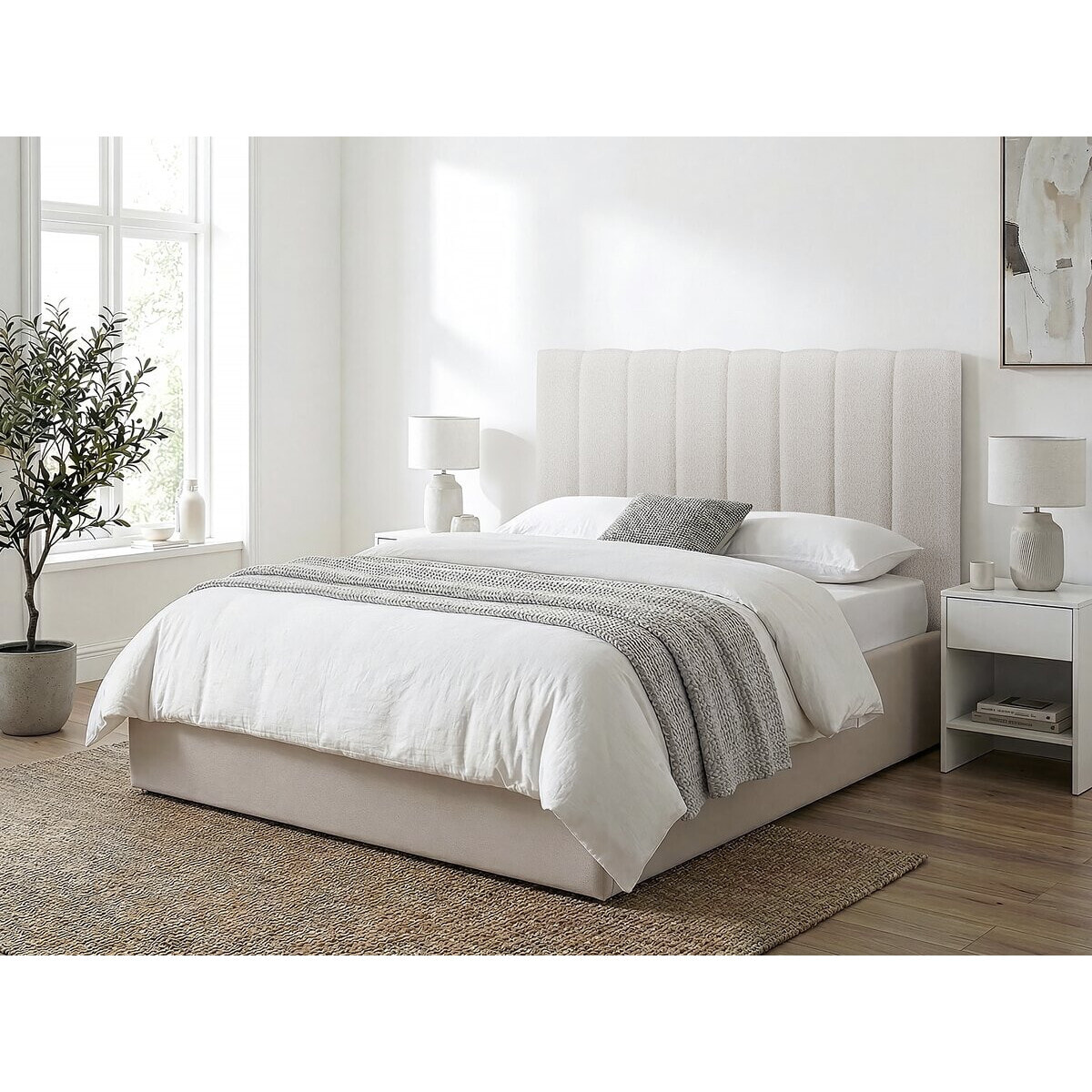 Tête de lit en tissu texturé "Val Thorens" - Beige - 140 cm