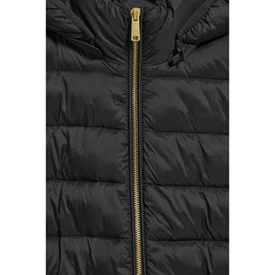 Chaqueta ultralight negra Cintia de capucha extraíble y bordado PC