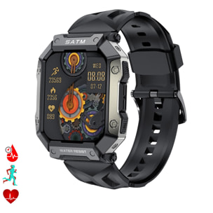 Smartwatch PG333 special outdoor, 5 ATM sommergibile, resistente alla polvere e agli urti. Con cardiofrequenzimetro, pressione sanguigna e O2.