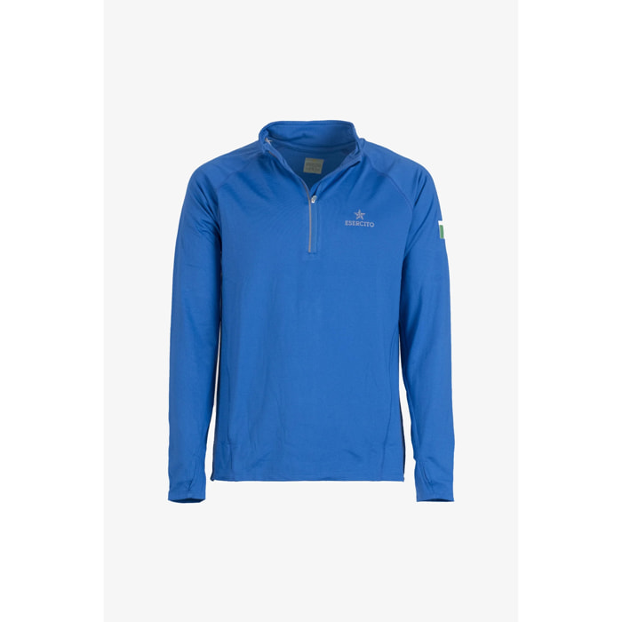 Felpa Esercito a maniche lunghe con zip sport azzurra uomo