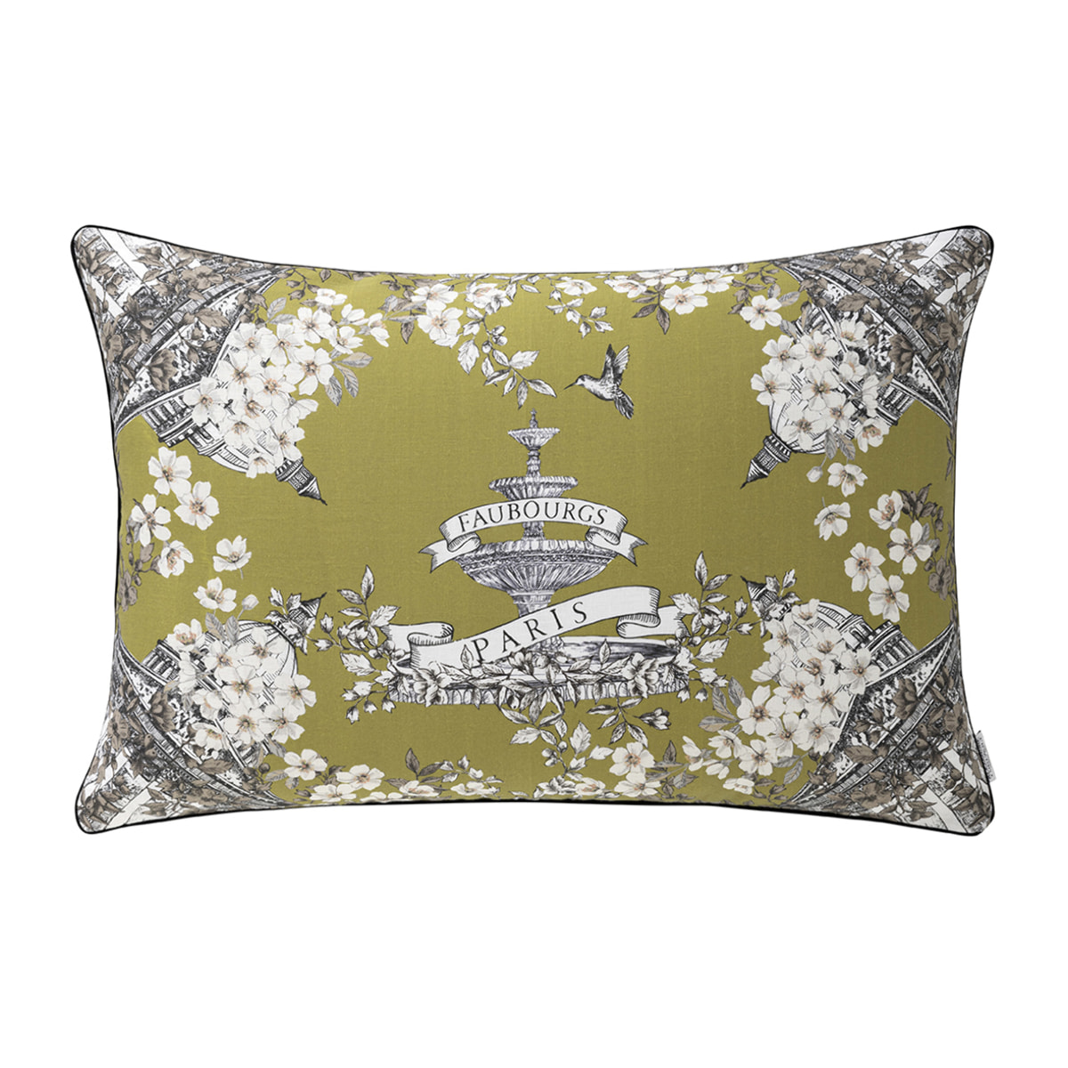 Housse de coussin imprimée en lin, FAUBOURG