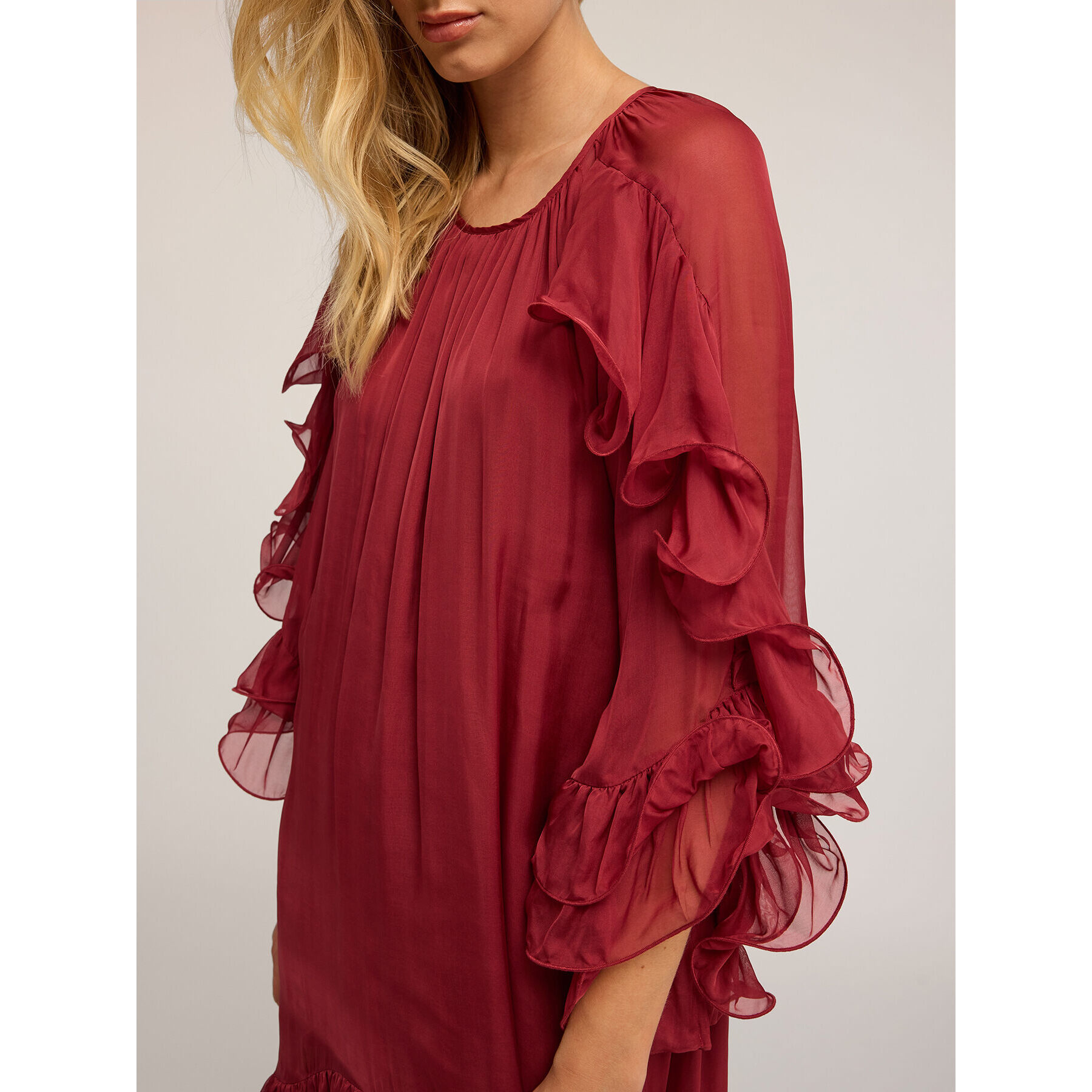 Motivi - Vestito corto con rouches - Bordeaux