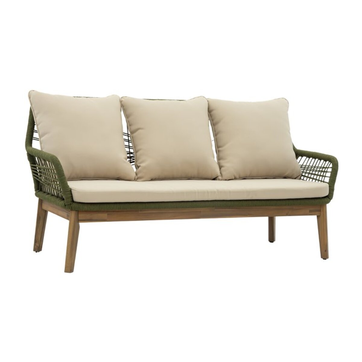Canapé de jardin Kairo -bois massif dacacia, corde et revêtement-couleur naturel 152 x 80 x 72 cm