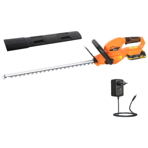 Taille-haies sans fil 100W 18V lame asymétrique double action 51 cm orange