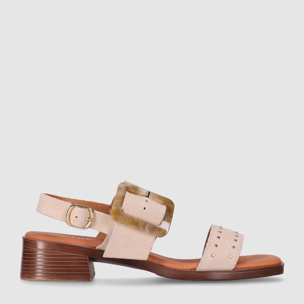 Sandalias de Serraje - Beig - Tacón: 4 cm