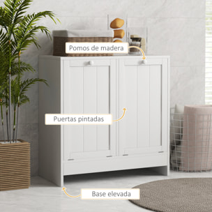 Armario de Baño con Cestos Ropa Sucia, Mueble Ropa Sucia con 2 Compartimentos, Ideal para Lavandería, Blanco, 66x33x68 cm
