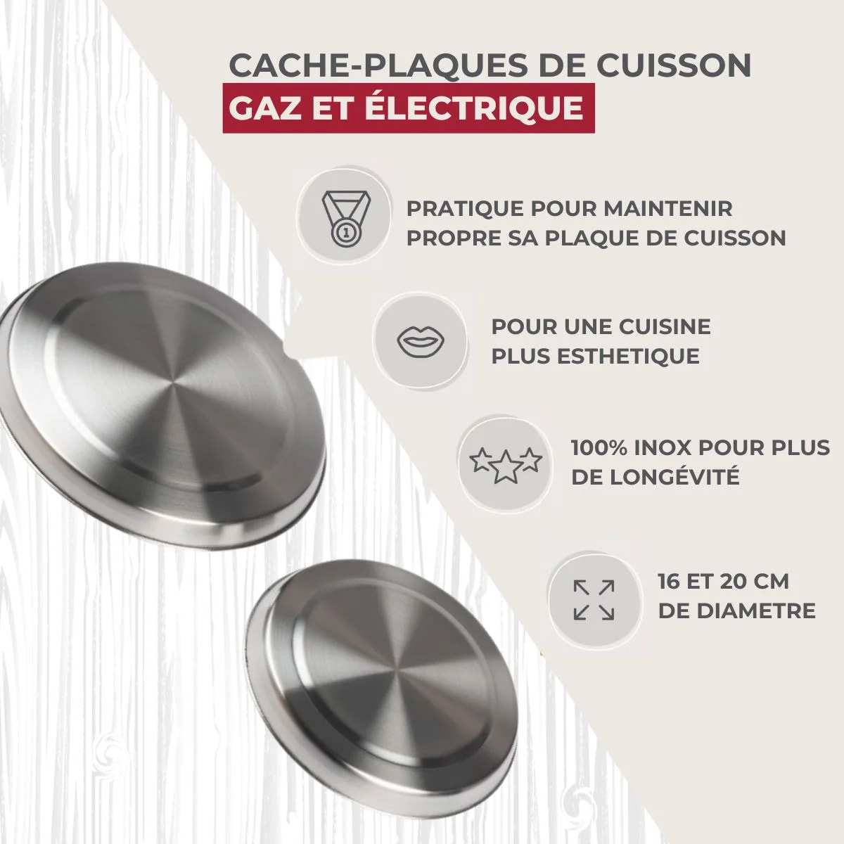 Lot de 2 set de deux caches pour plaques de cuisson Fackelmann