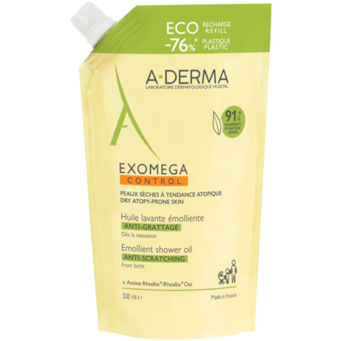 Exomega Control - Eco-Recharge Huile Lavante Emolliente Anti-Grattage 500 ml