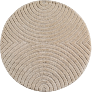 TURIN - Tapis rond moderne à motif arc en relief beige
