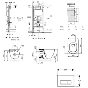 Duofix pack WC bâti-support + WC suspendu sans bride Ideal Standard avec abattant SoftClose + plaque (GEBTEBMA01-FR)