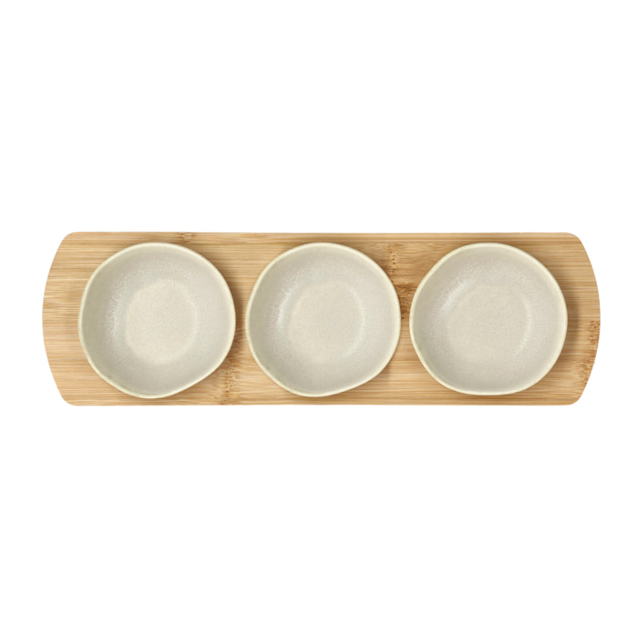 Plateau en bambou avec 3 bols Shoku