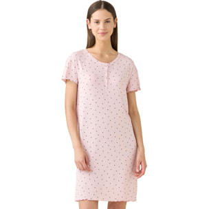 Camicia da notte donna estiva in costina articolo cuoricini. Noidinotte
