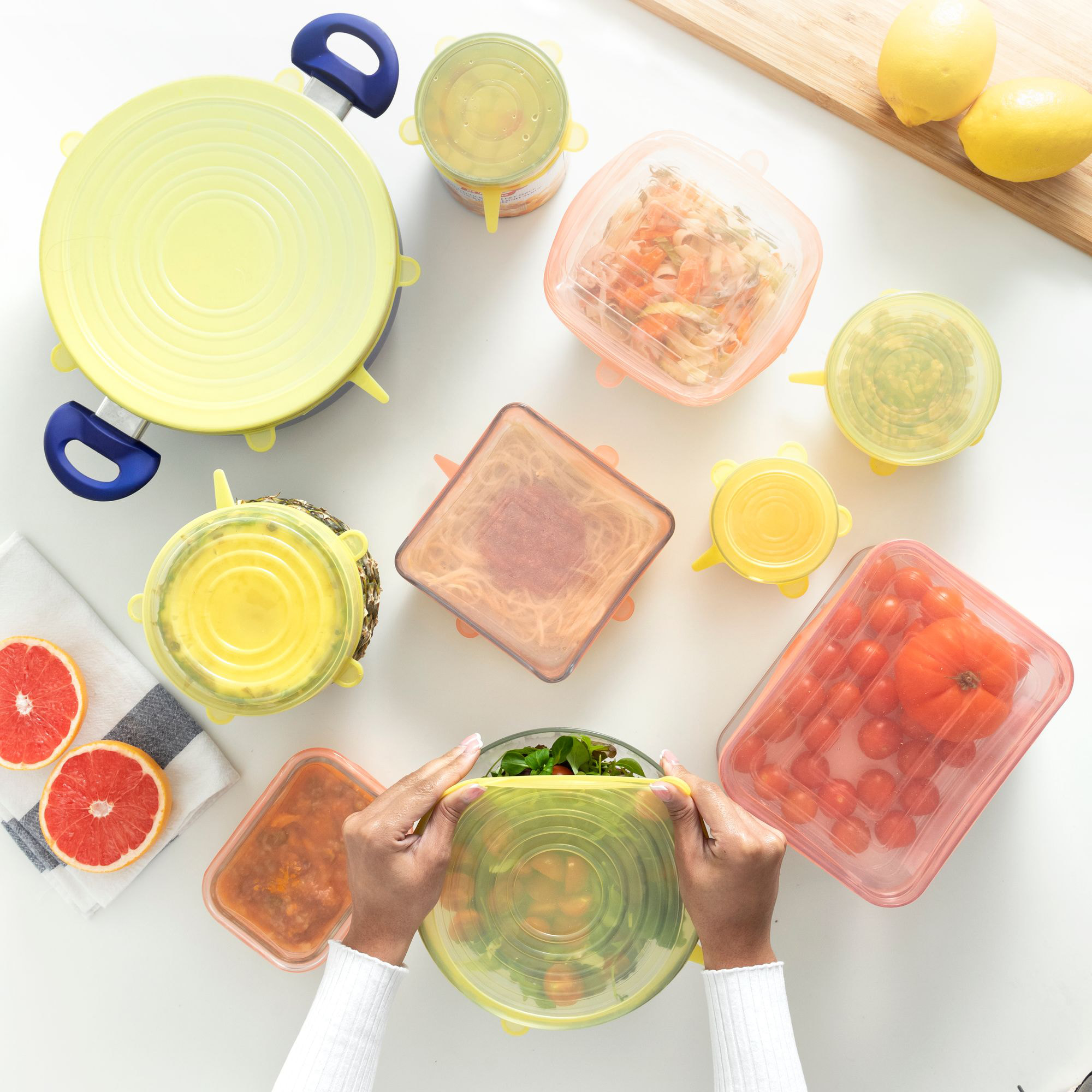 Set di 10 coperchi da cucina riutilizzabili e regolabili Lidyc - trasparente