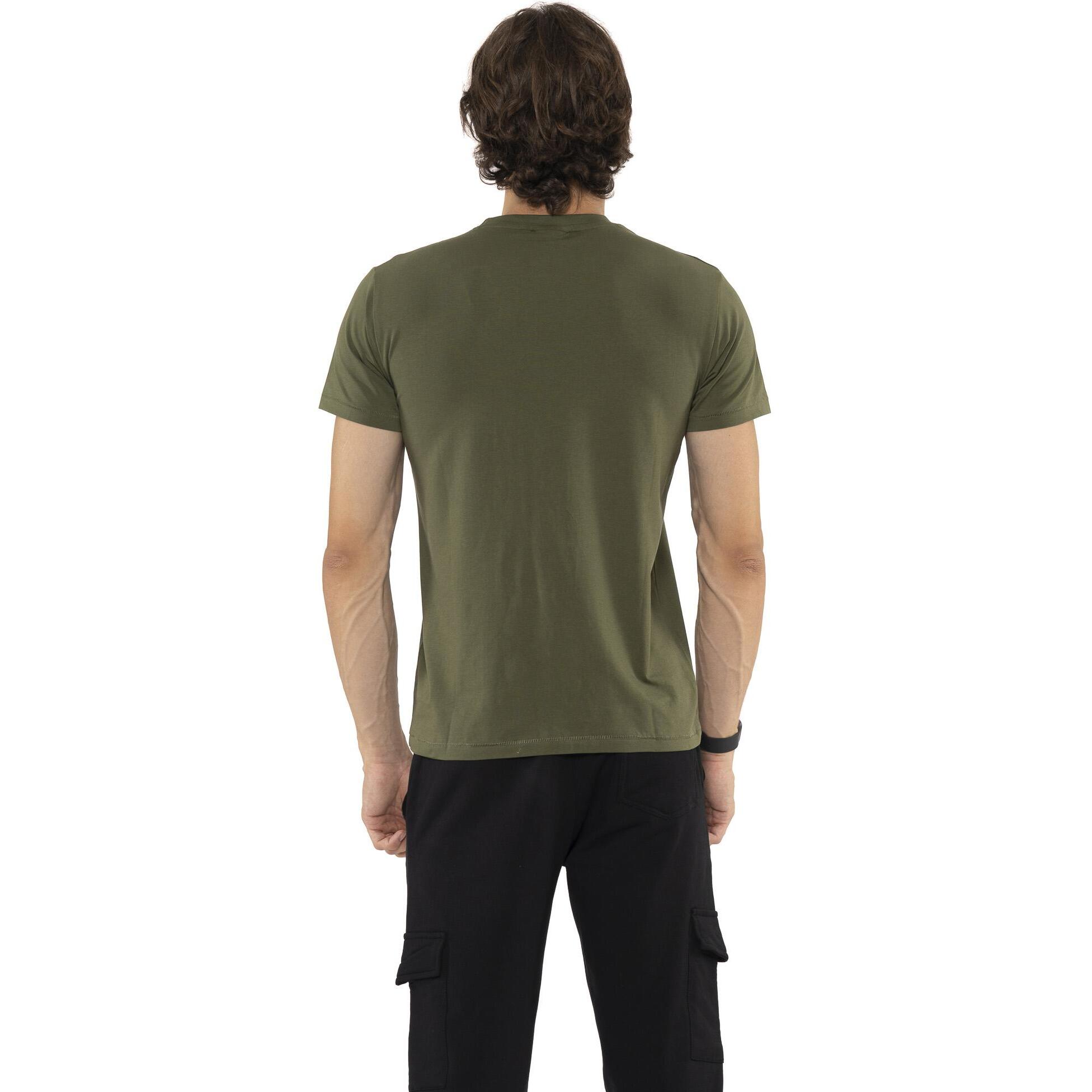 Camiseta de hombre de manga corta de algodón elástico con pequeño logo "Basic"