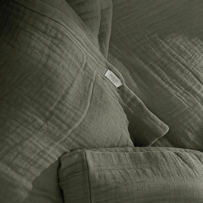 Funda de Almohada - 100% Algodón de Muselina - Verde