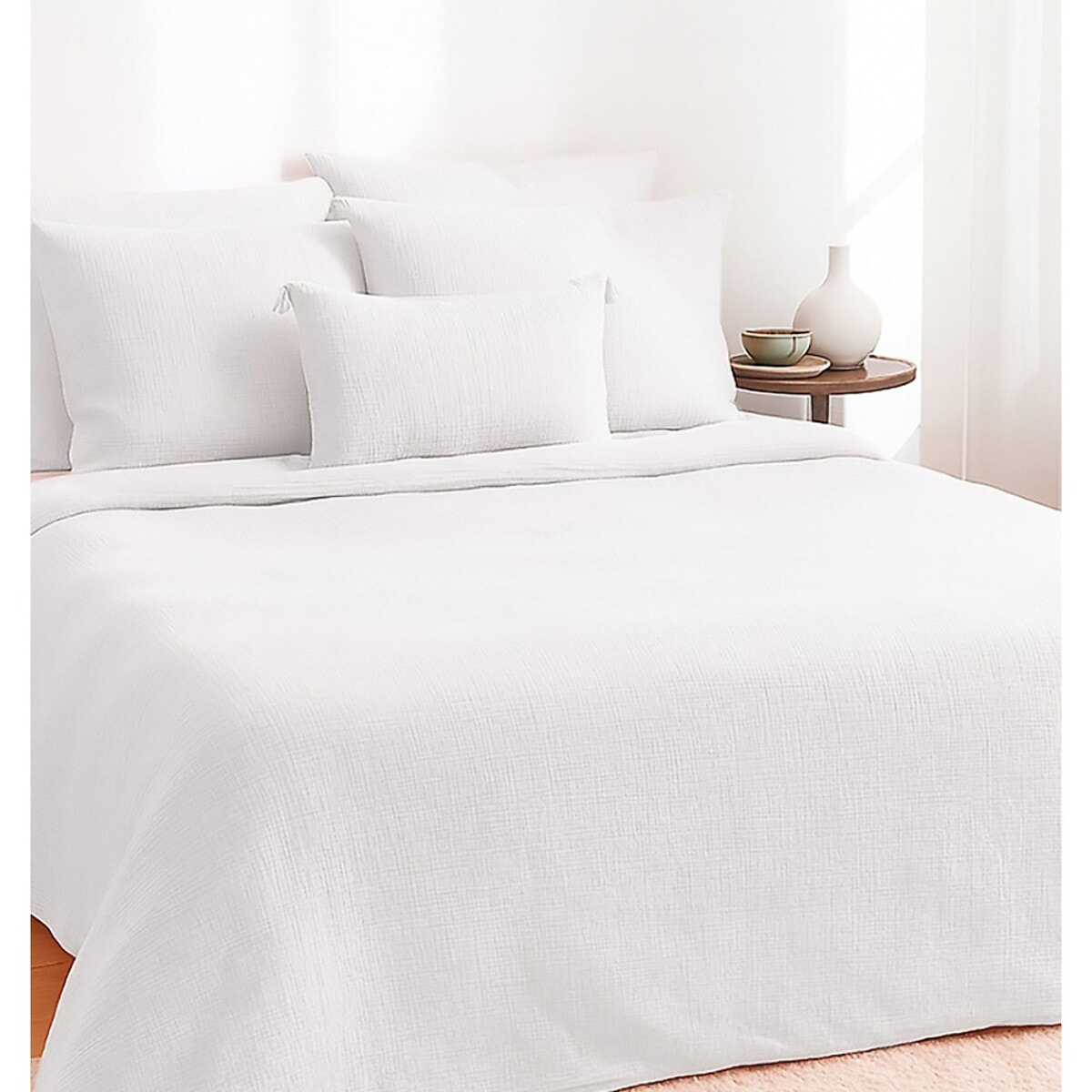 Parure housse de couette gaze de coton blanc