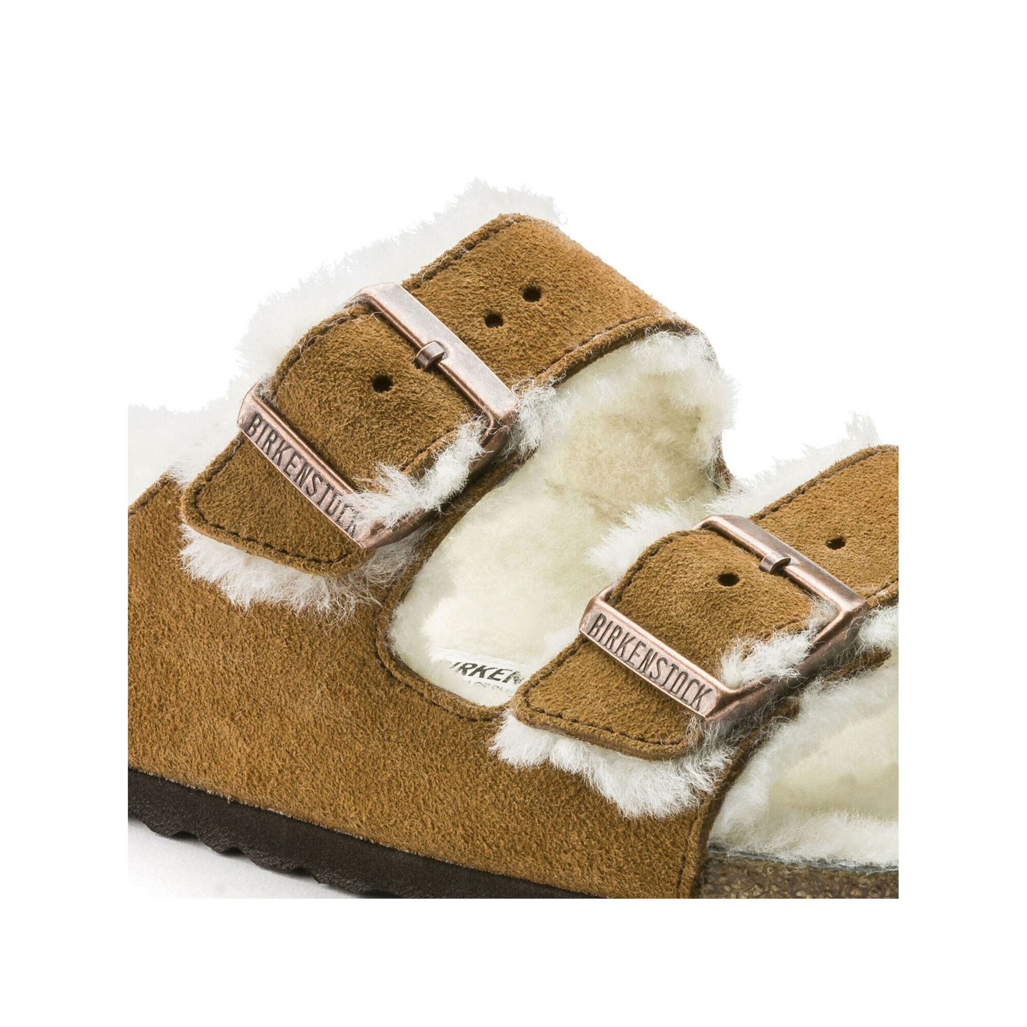 Sandali Birkenstock Arizona pelliccia di agnello Marrone