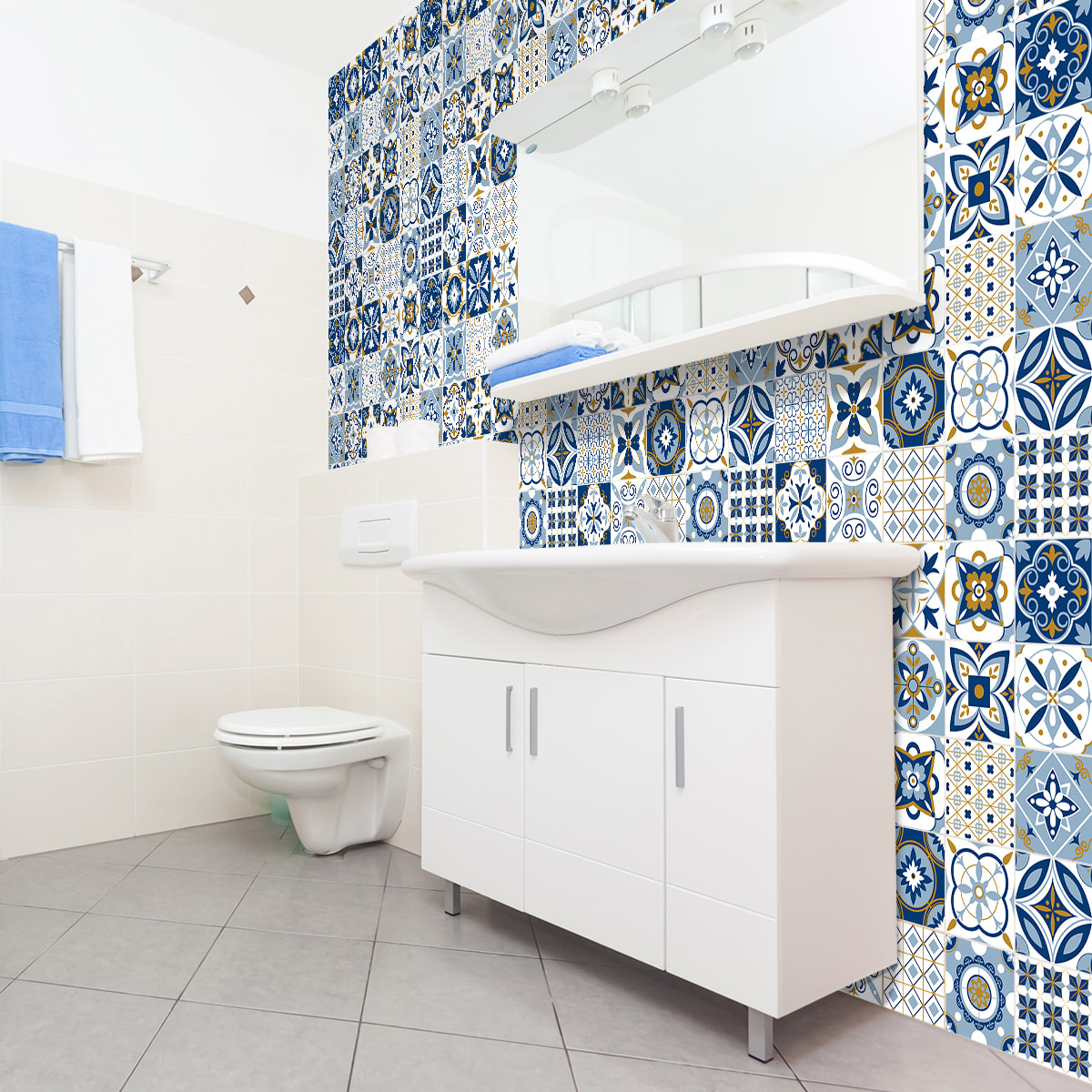 Stickers muraux - Sticker Mural Carrelage adhésif Cuisine Salle de Bain - 30 STICKERS CARRELAGES AZULEJOS MARTINHO