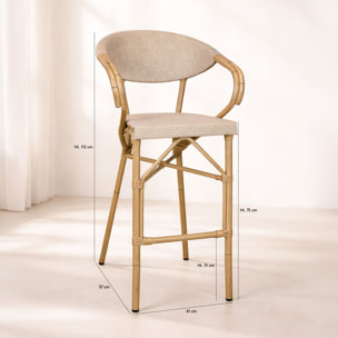Lot de 2 fauteuils de bar extérieur en aluminium effet rotin beige AMALFI