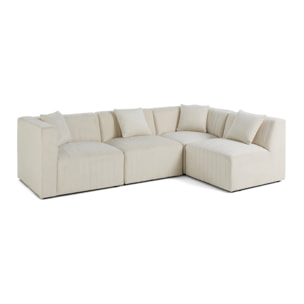 Nova - canapé modulable d'angle droit - 5 places - avec pouf d'appoint - en velours - Beige