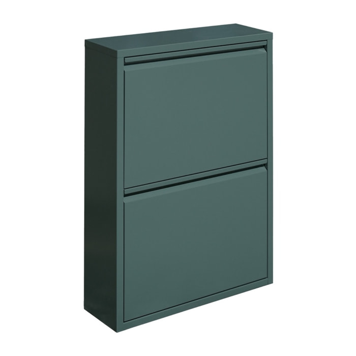 Scarpiera 2 ante in metallo verde 50,5x15,2x74,2 cm - Emy
