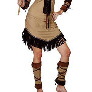 Costume Carnevale Indiana D'America Beige - Nero Donna