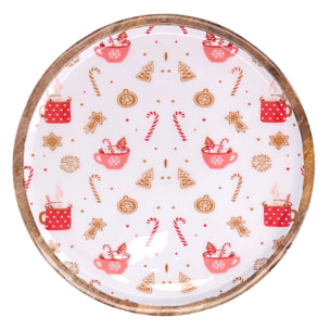 Alzata in legno rosso tonda cm ø30h10