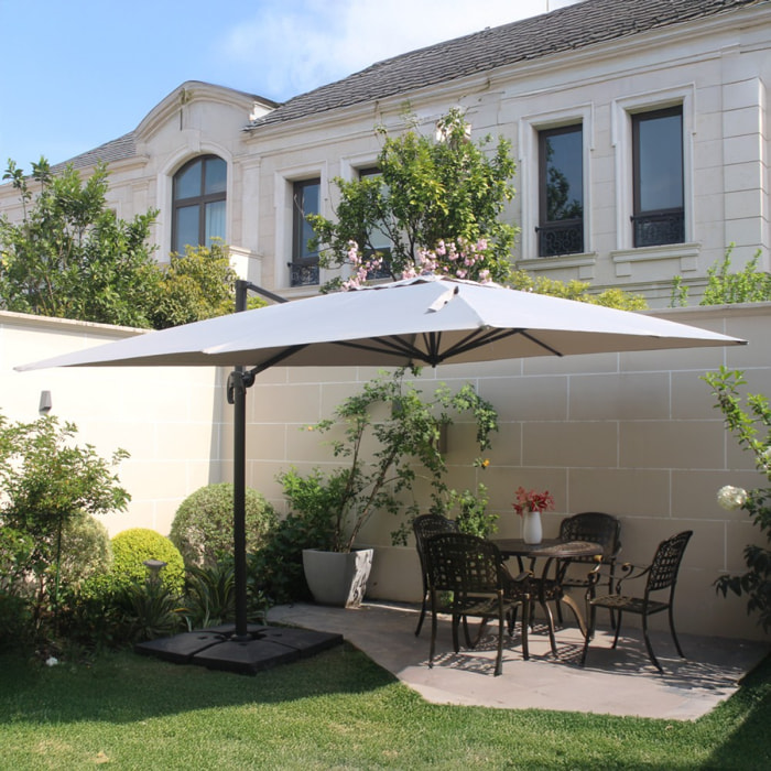 Ensemble parasol écru 3x3m et 4 dalles à lester RAFAELA