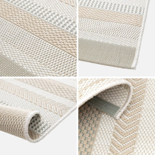 Tapis intérieur/extérieur vintage motif linéaire beige crème gris Gary 160x230cm