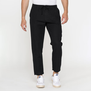 PANTALONE CHINO IN TESSUTO COTONE E LINO CON COULISSE