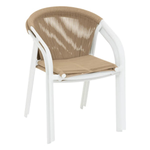 Fauteuil de jardin empilable "Riu" miel & blanc en aluminium traité en epoxy