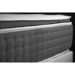 Ensemble Matelas Sommier 140x190 cm - Sommier Gris (en kit) - Vingt-Six PLUS