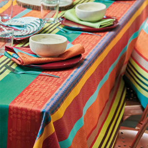 Nappe pur coton motif jacquard multicolore Mille arizona pampa