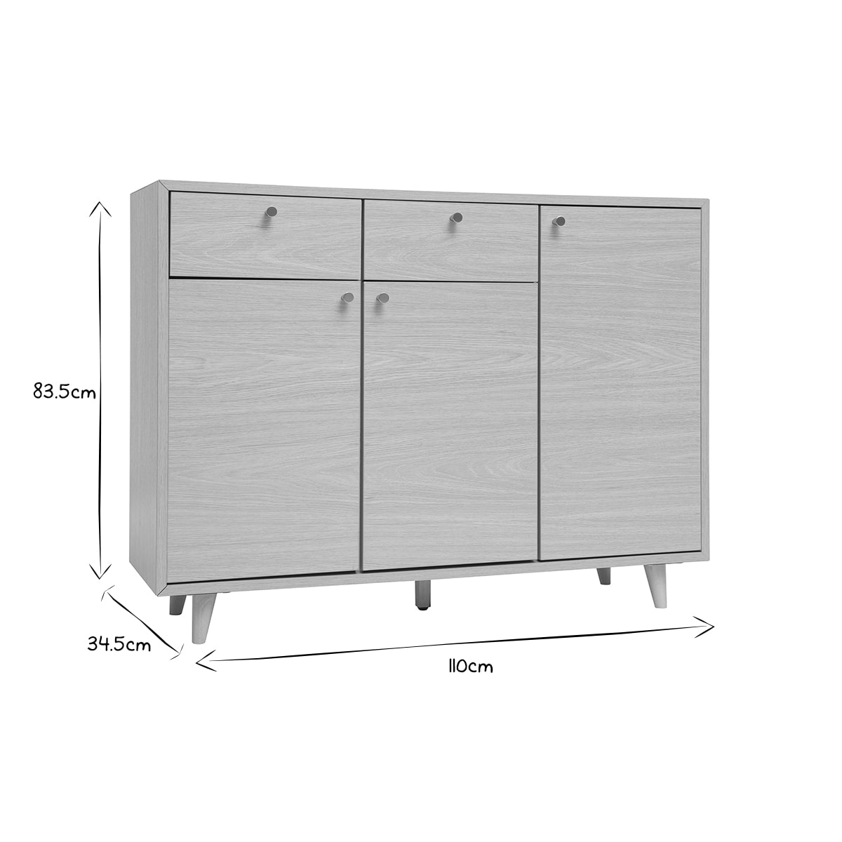 Meuble d'entrée -  meuble de rangements à chaussures finition bois clair chêne et métal doré L110 cm SILVESTRE