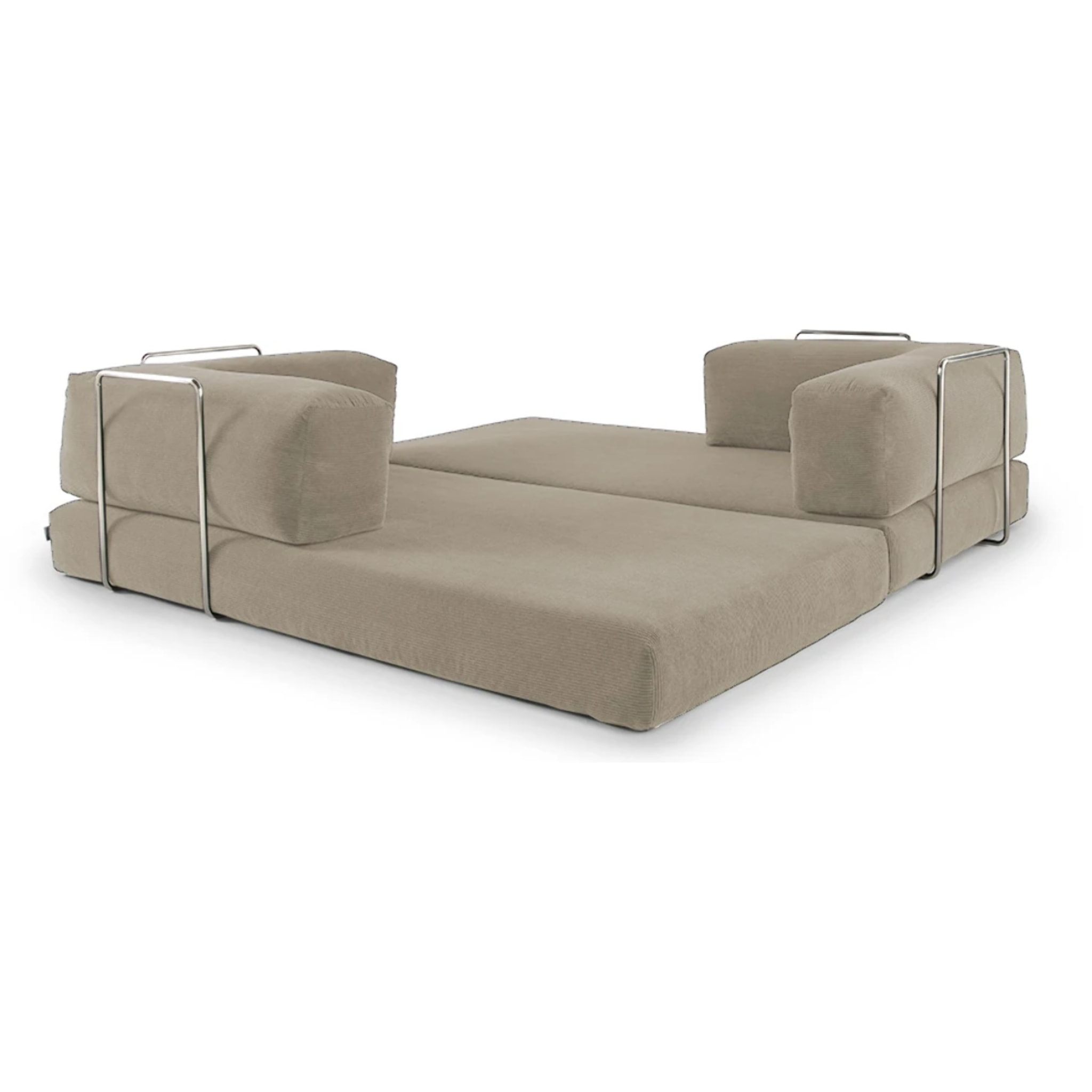 TRENDY - Canapé compressé 3 places modulable en velours côtelé taupe