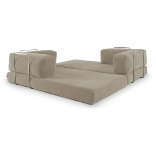 TRENDY - Canapé compressé 3 places modulable en velours côtelé taupe