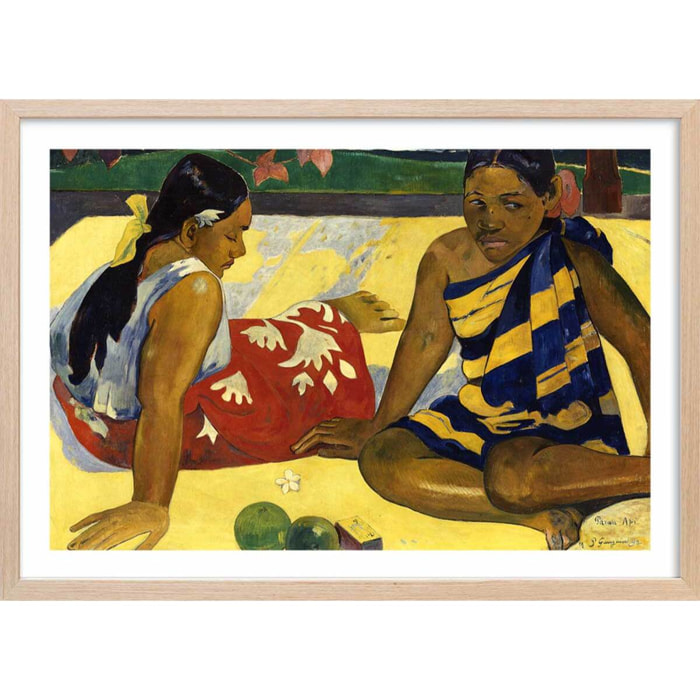 Poster Les nouvelles du jour - Parau api par Paul Gauguin Affiche + cadre en bois - Chêne