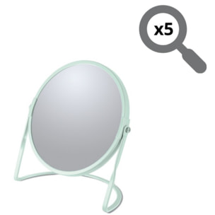 Miroir grossissant sur pied Acier AKIRA Vert Glacé mat Spirella