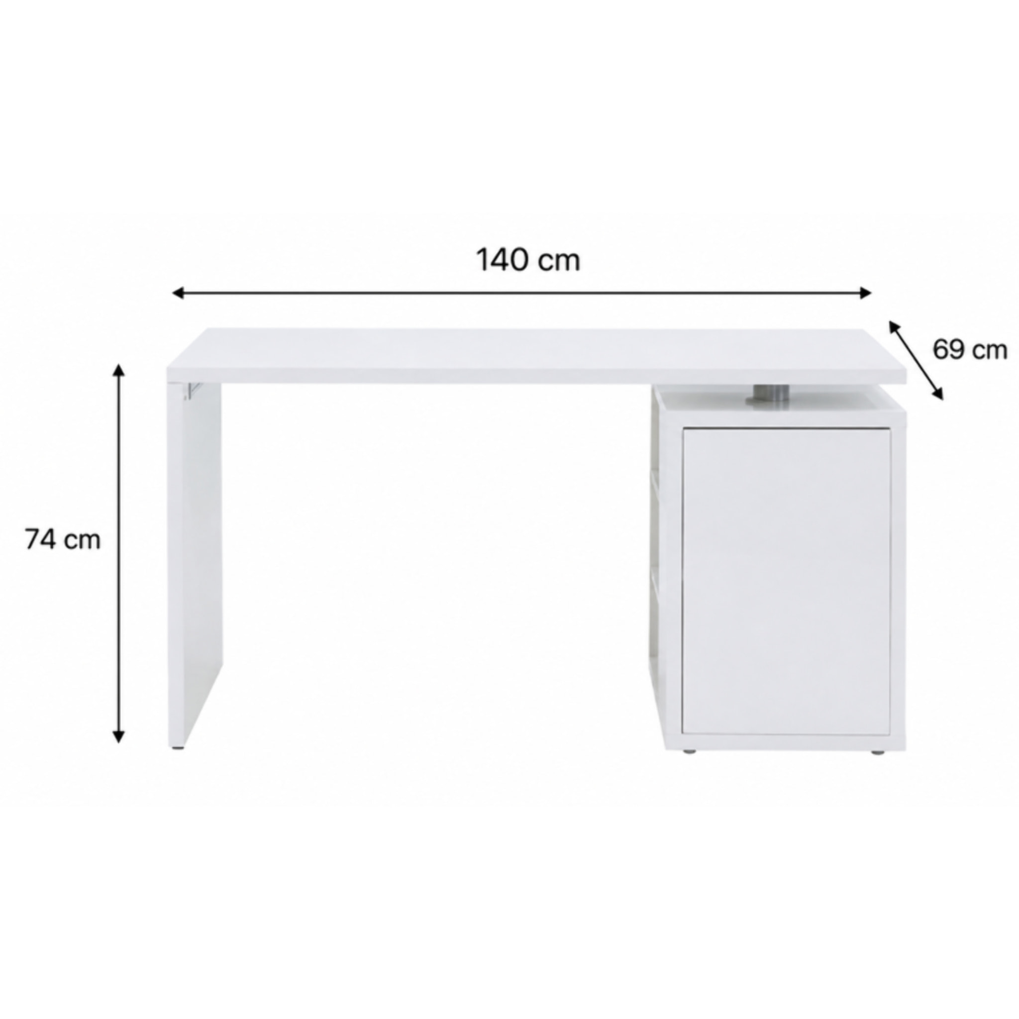 Bureau avec rangement blanc laqué moderne - BROOK