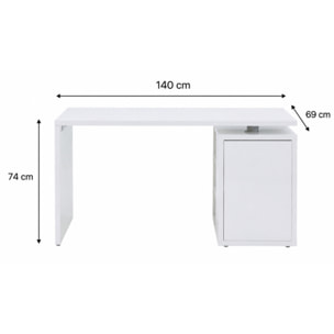 Bureau avec rangement blanc laqué moderne - BROOK