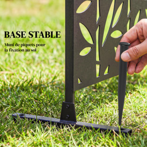 Panneau décoratif extérieur métal - brise vue motif bambou - 92 x 40 x 192 cm - métal époxy noir